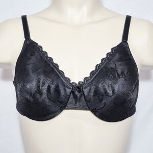 36B Bestform 5006302 6302 Jacquard Satin Floral Divided Cup Underwire Bra Black‎